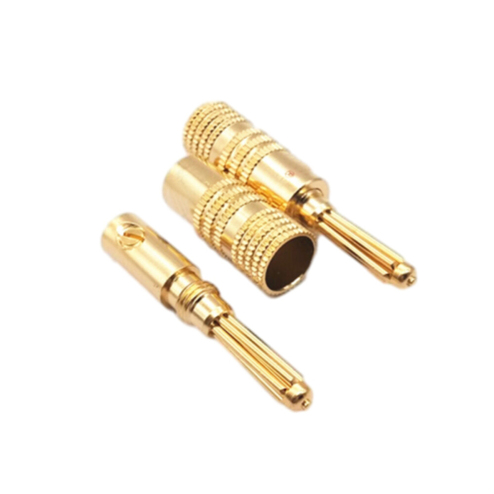2PCS Banana Plug Connector Solid Aluminum Shell Banana Plug Gold Shell Pure