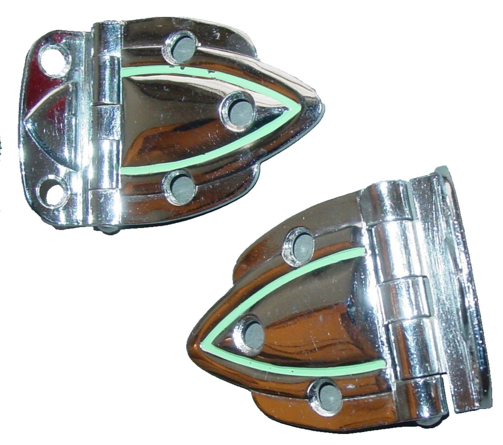Vintage Chrome Art Deco cabinet hinge Offset Raised Mint Green Lined Cupboard