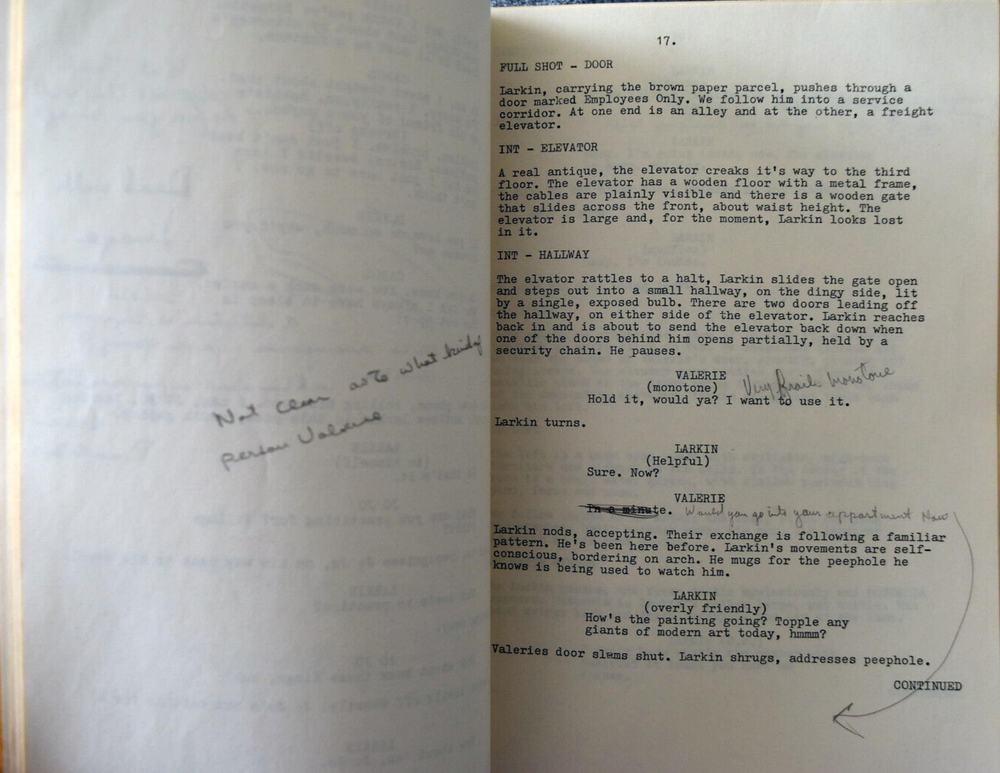 1981 " Larkin" Original Script Screenplay Second Draft