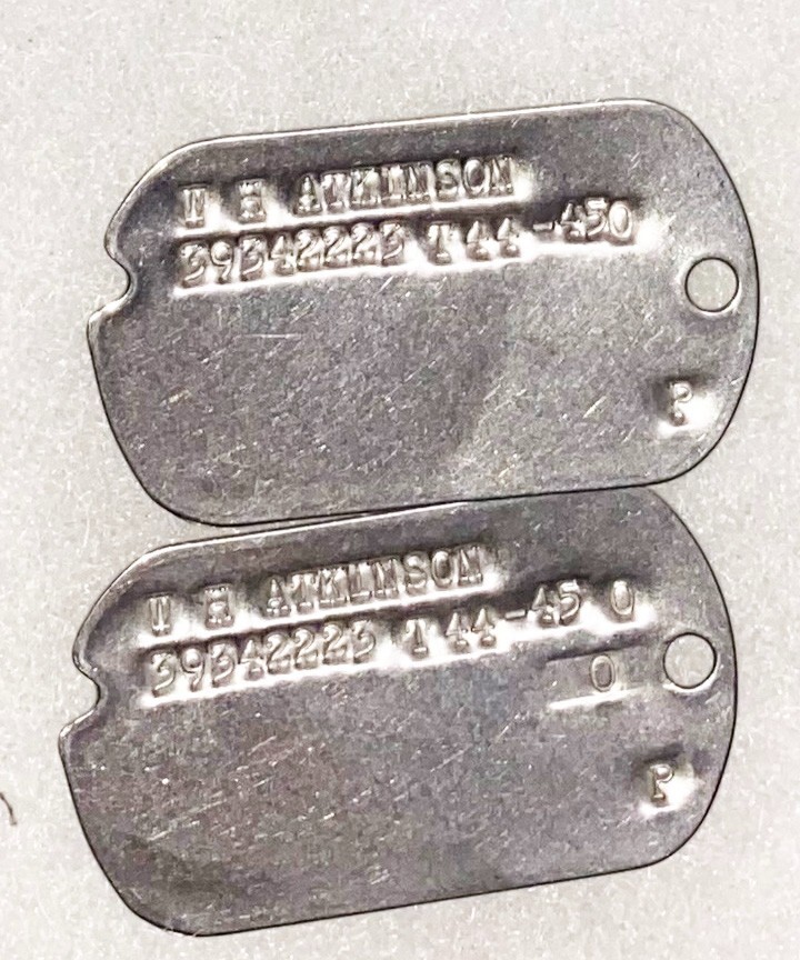 WWII Set W H Atkinson T-44 Dated Dog Tags