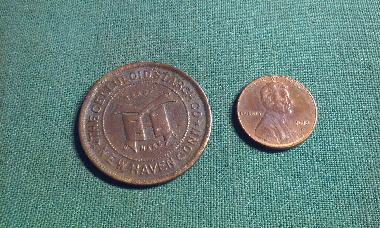New Haven Conn The Celluloid Starch Co Trade Promo Advertising Bronze Token Coin