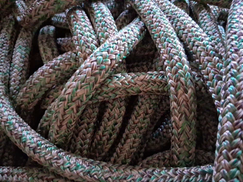 9/16 x 100 ft. Double Braid-Yacht Braid Polyester Rope. Green Blend Plus