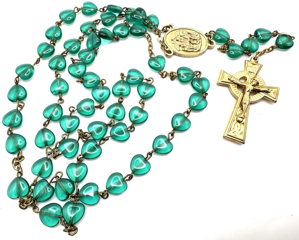 Emerald Heart Rosary St Patrick 22 in