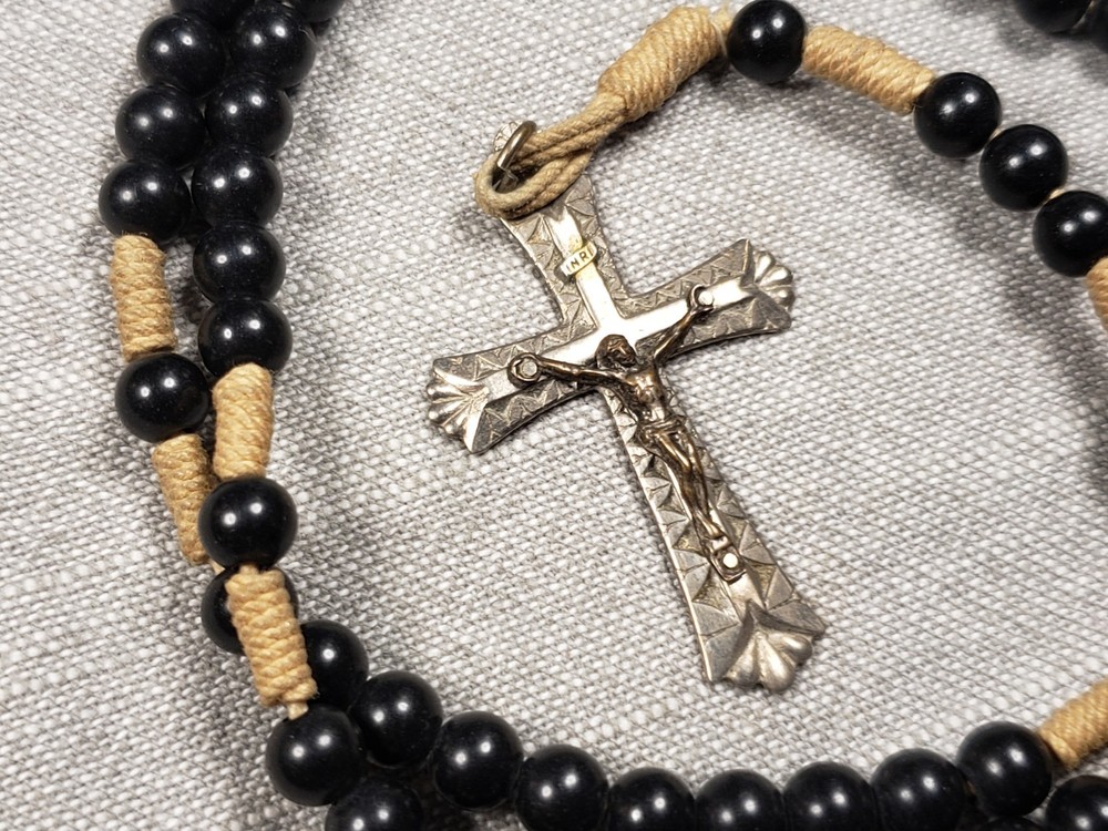 Beautiful Rosary Black Beads Religious Christian Gift C15