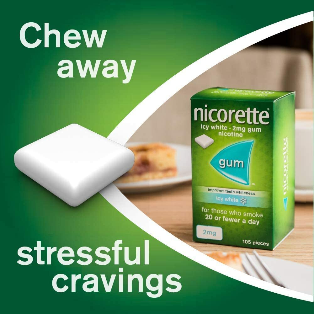 Nicorette 4mg Gum ICY WHITE 105 Pieces ""SHIPS SUPER FAST FROM USA""
