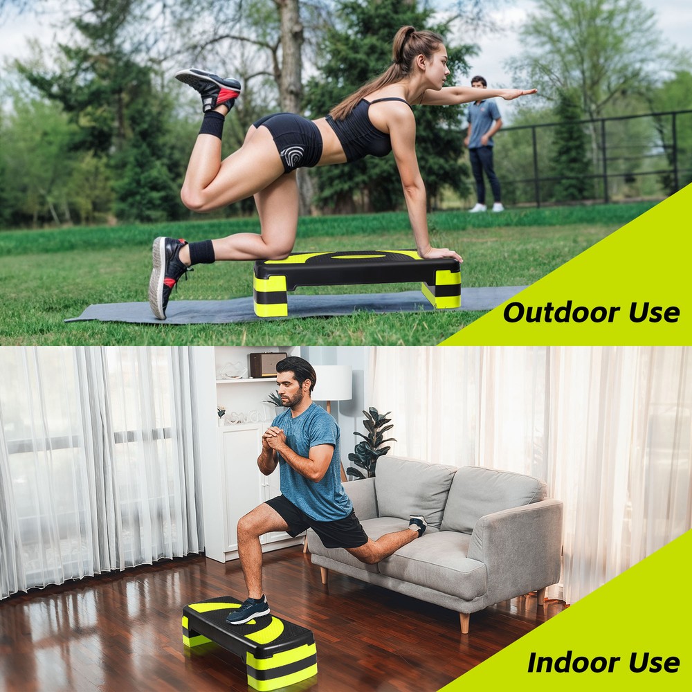 Adjustable Aerobic Stepper Workout Step with 4 Risers Exercise Platform Trainer