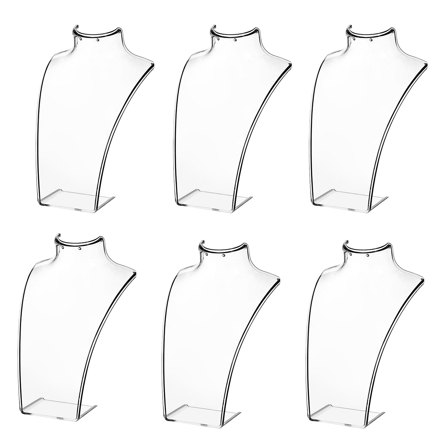 Clear Acrylic Jewelry Stand, Necklace Bust and Earring Display Tower, Set of 6