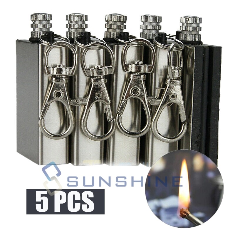 5 Waterproof Match Permanent Lighter Striker Fire Starter Emergency Survival Kit