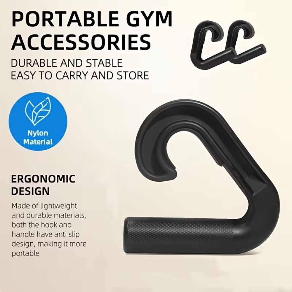 Neutral Grip Handle Attachment for Pull-up Bars, 1 Pair Portable Hooks Black