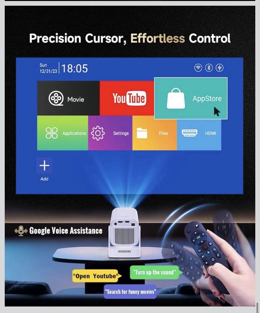 Magcubic Mini Smart Projector with 4K Support, Portable Projector with Wifi