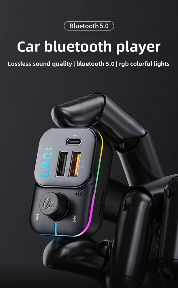C24 Cigarette Lighter Bluetooth Car Charger MP3 Player FM Transmitter Fast