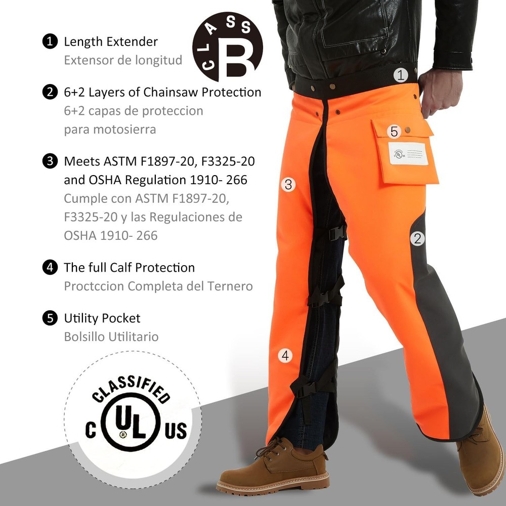Chainsaw Chaps Apron 8-Layer Wrap Men/Women Loggers Forest Workers Protective