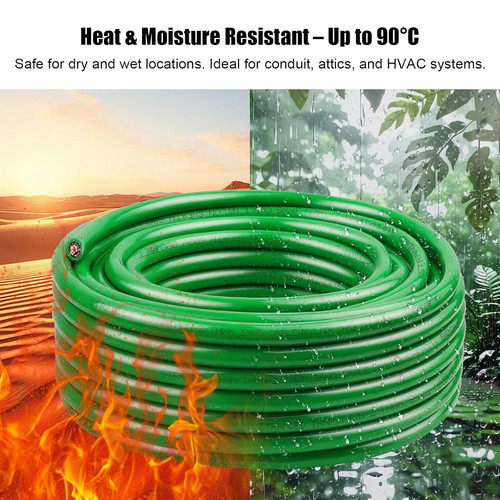 XRDS -RF 3 AWG THHN Stranded Bare Copper Wire, 10FT Green Grounding