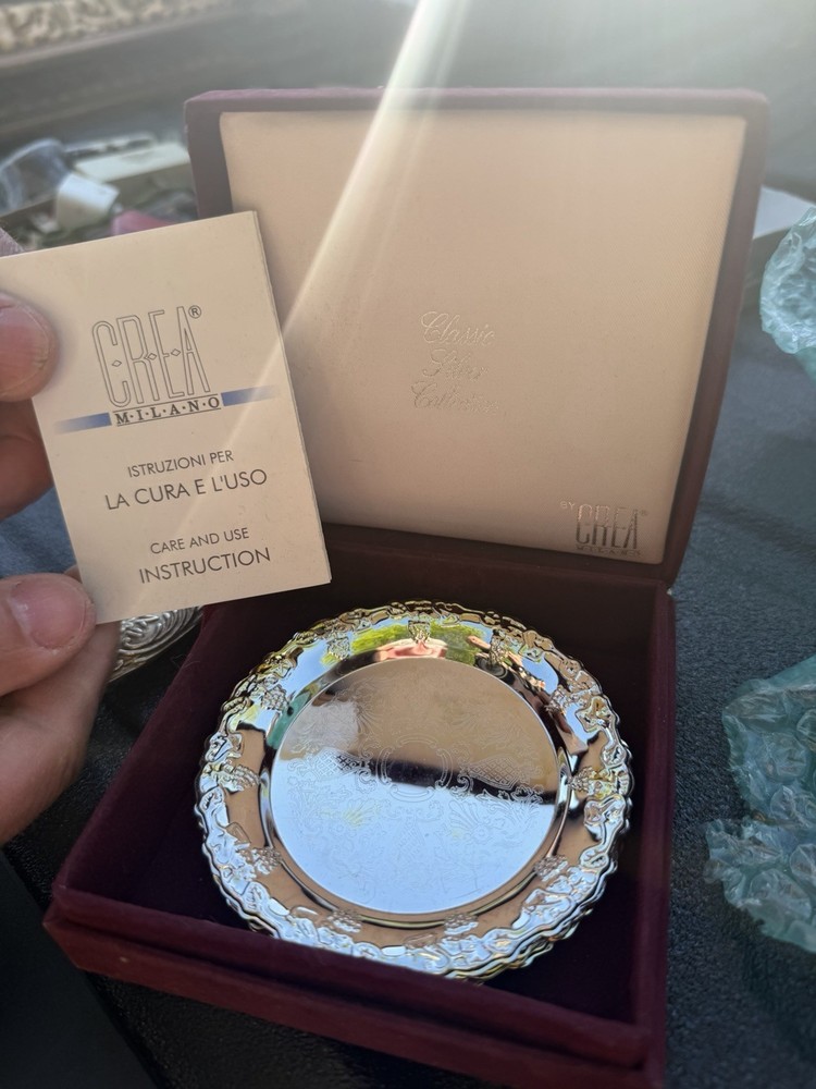 CREA Milano Silverplate Dish/Coaster with Box and Instructions