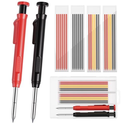 Mechanical Carpenter Pencils Set with Sharpener & 26 Refills for