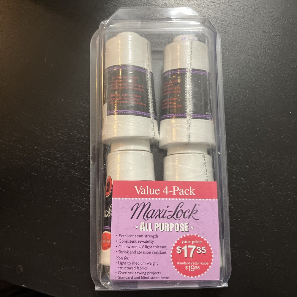 GGM-520 Maxi Lock All Purpose Value Pack Thread Spool, 4, White