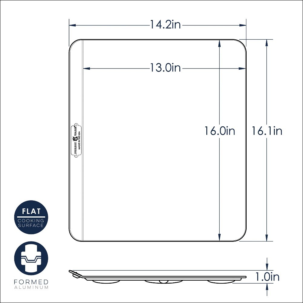 16"x 14" Aluminum Insulated Rectangular Cookie & Baking Sheet Pan