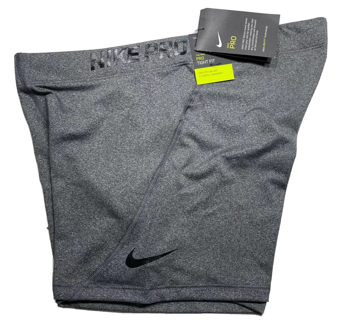 Nike Pro Women 3" Tight Fit Compression Shorts Heather Gray AT4555 071 Sz LARGE