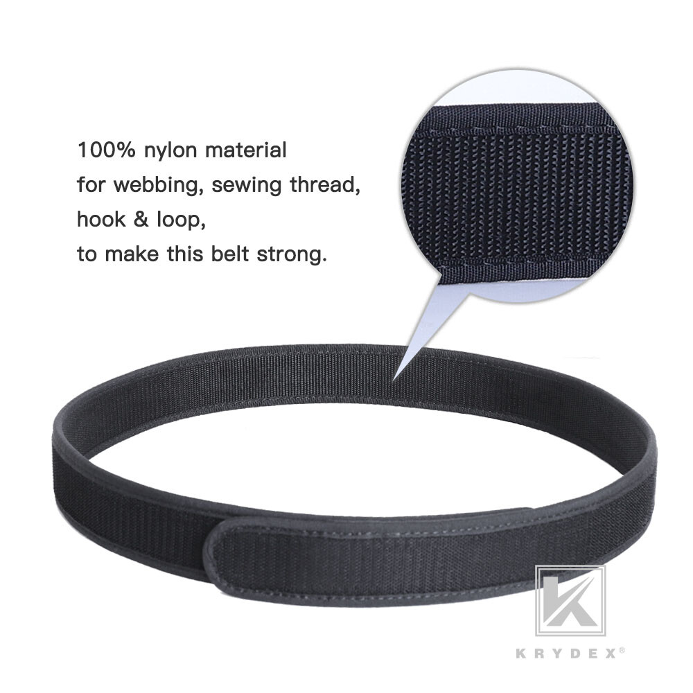 KRYDEX 1.5inch Hook Liner Inner Belt Tactical EDC Waist Duty Belt Nylon Black