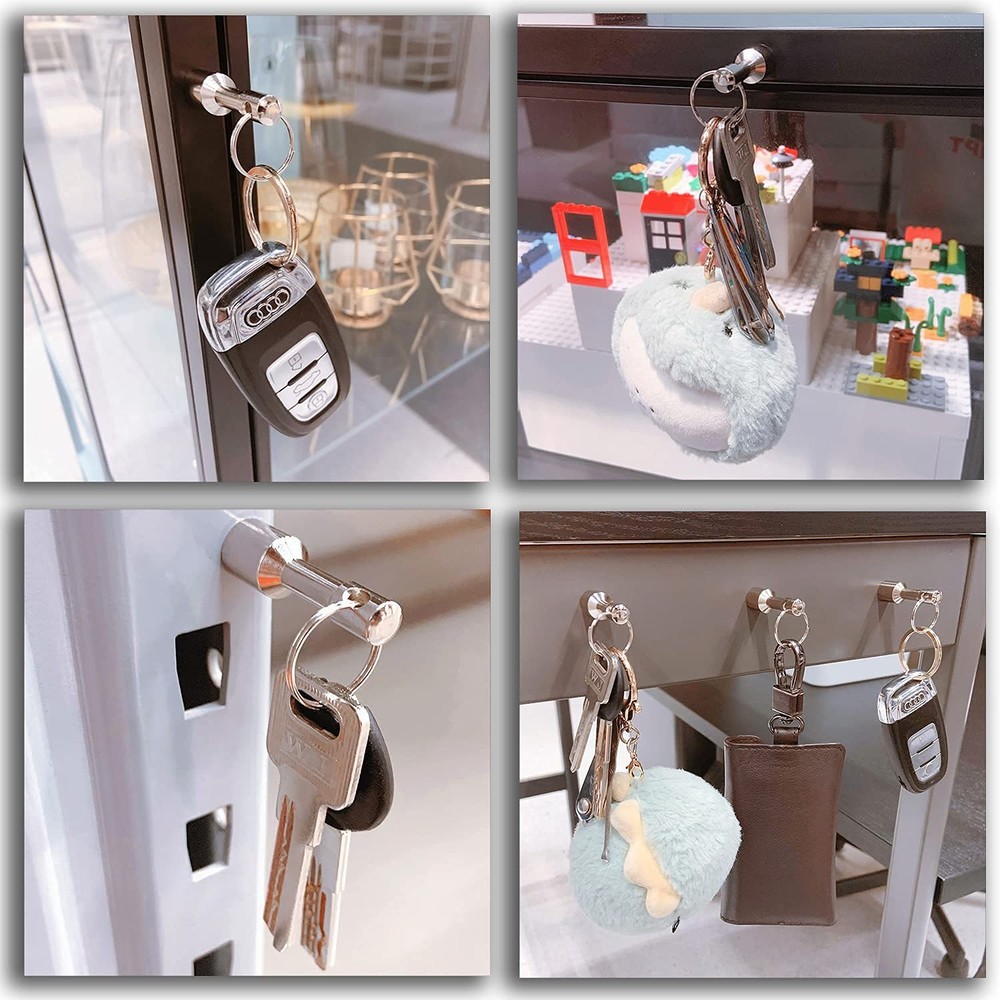 Keychain Magnet for Testing Brass,Keychain Pocket D12mm-2PACK-SILVER, SILVER