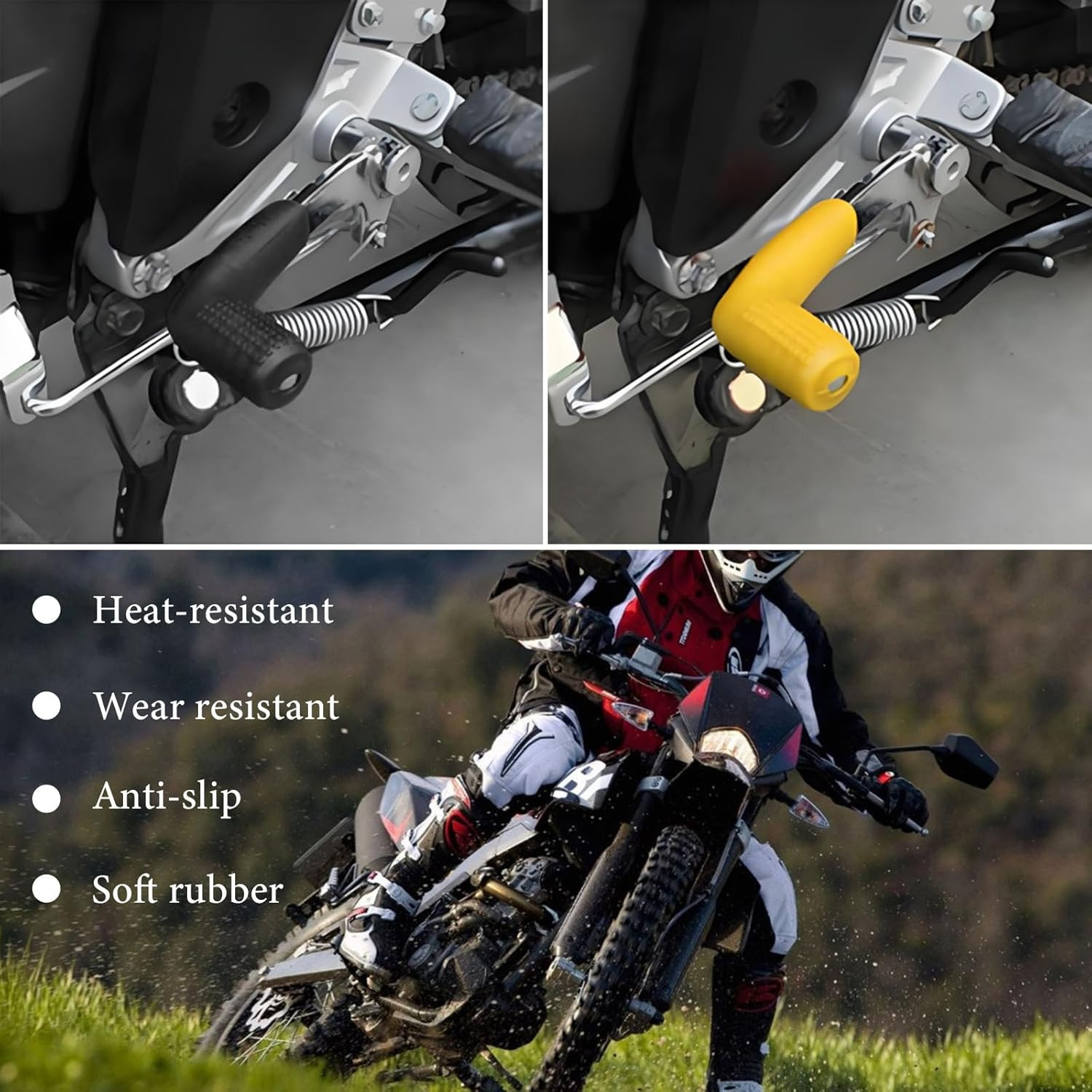2PCS Motorcycle Rubber Gear Shift Lever Shoe Protector Universal Anti Black