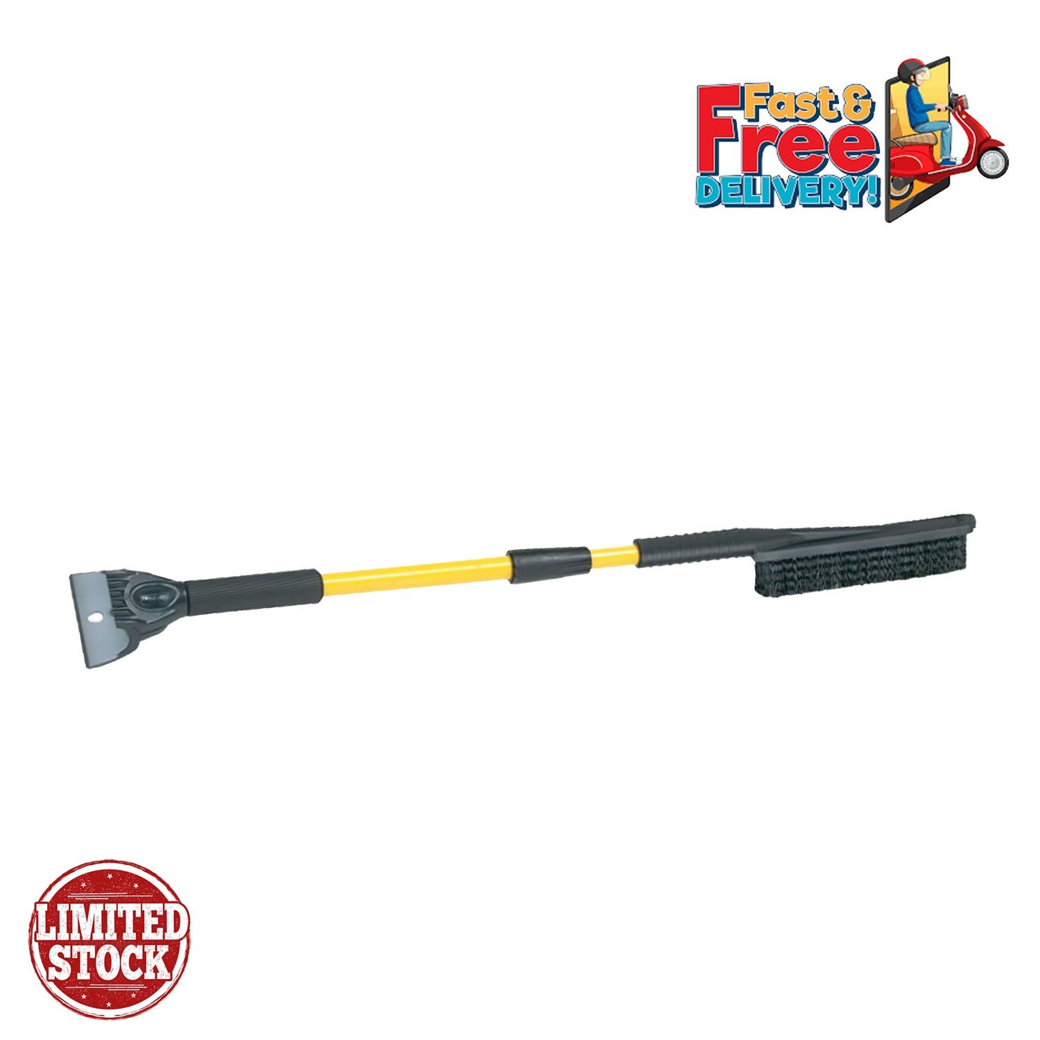 Hopkins 42” Snow Brush Ice Scraper Chisel Extendable Handle for Car SUV