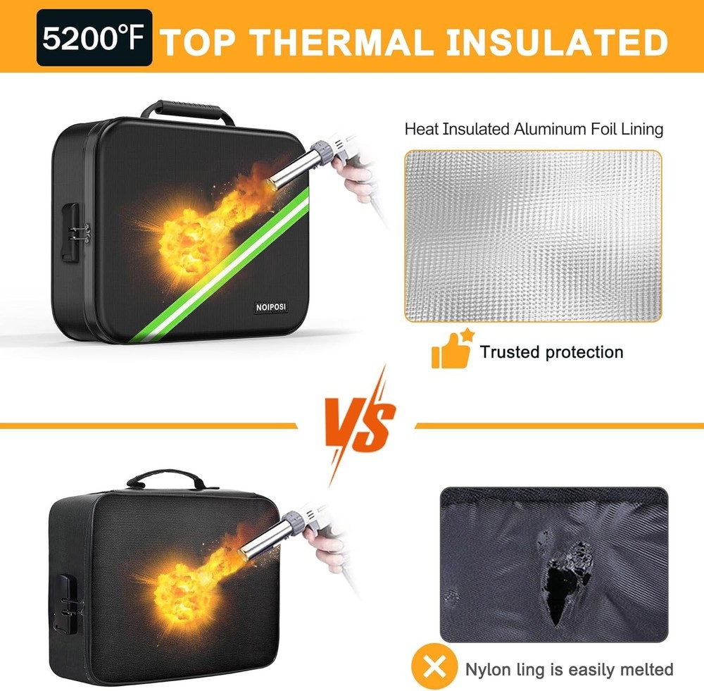 Lightweight Fireproof Document Safe - Secure Waterproof Storage Box with Lock