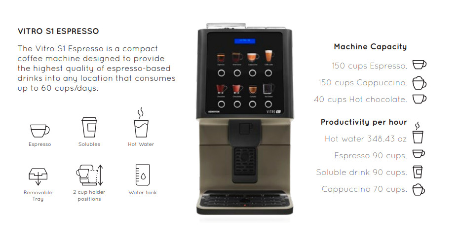 Azkoyen Vitro S1 Super Automatic Espresso Machine Compact