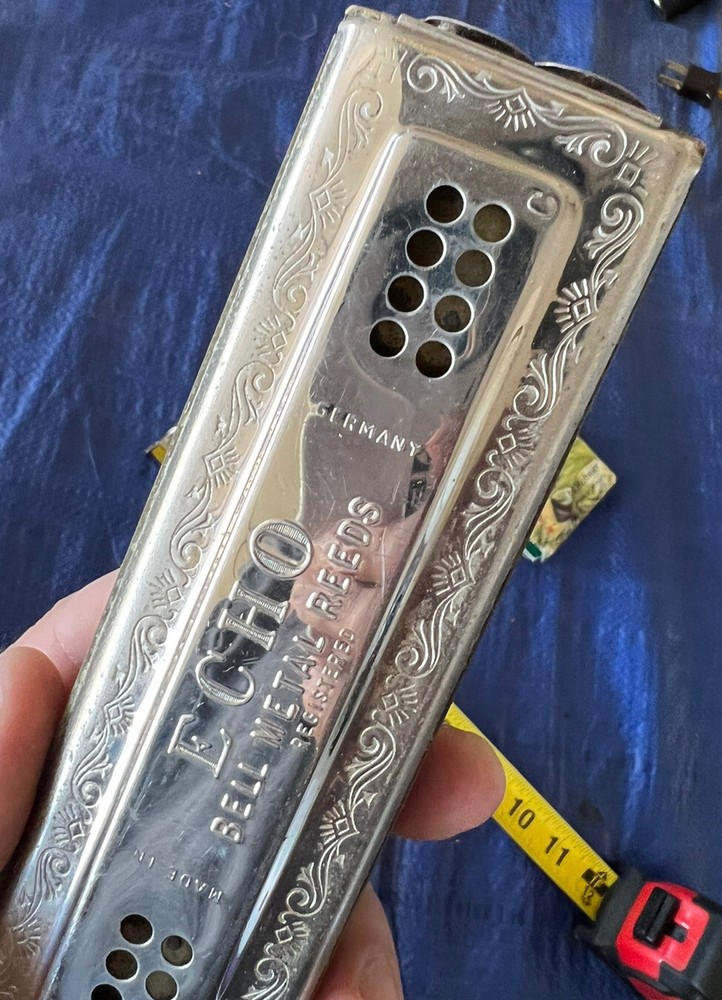 Vintage Hohner The Echo Germany Harmonica with box for restore