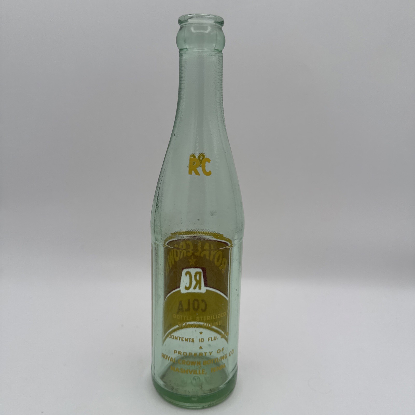 Vintage RC Royal Crown Cola 10oz Glass Bottle Nashville TN bottled