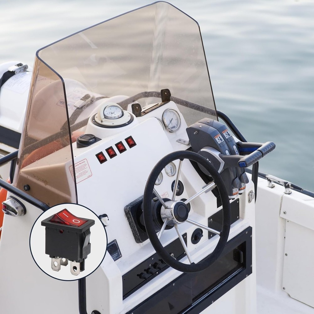 5 Pack Mini Rocker Switch - On-Off Power Toggle with Red LED Light for Projects