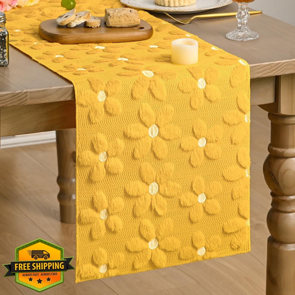Artoid Mode Yellow Daisy Spring Table Runner 13x120 Inch