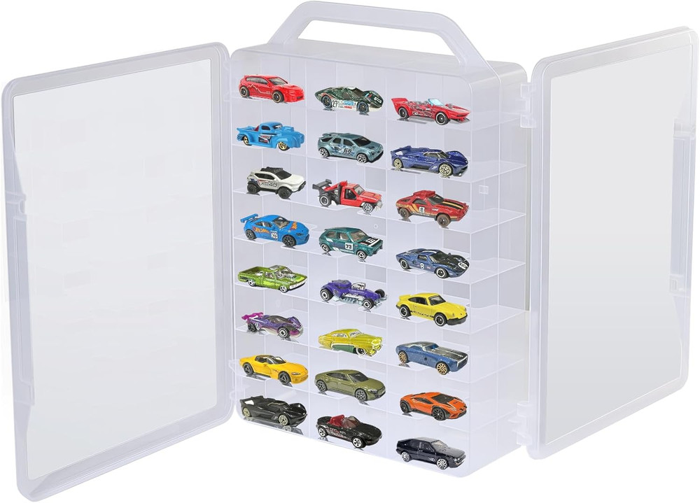 Double Sided Storage Case for Hot Wheels Storage with Carrying Handle, Portable