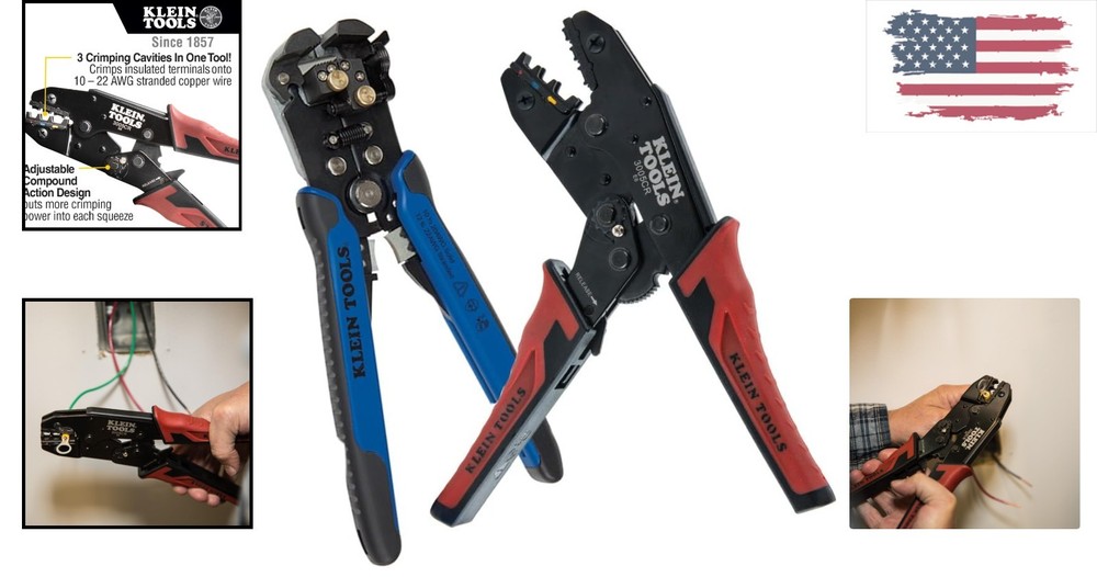Versatile Electrical Tool Kit: Automatic Wire Stripper & Ratcheting Crimper Duo