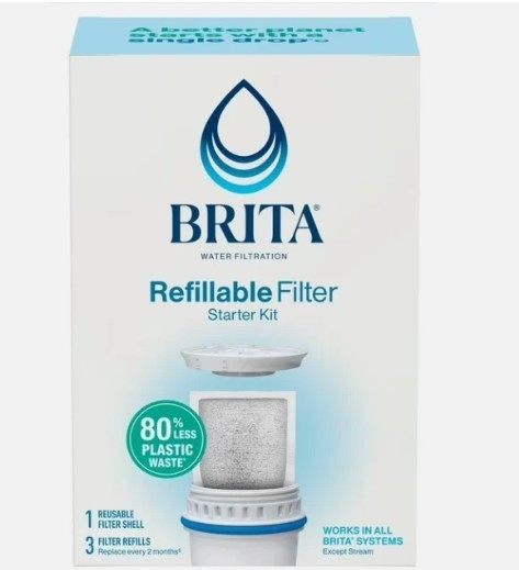 Brita Refillable Filter Starter Kit w/ Reusable Filter Shell & 3 Filter Refills