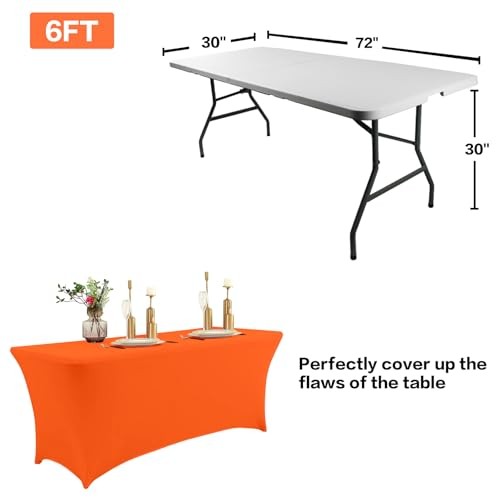 4FT Table Cloth for Rectangular Fitted Events Stretch Table 4 Ft - 1 Pc Orange