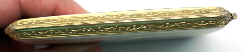 Antique Sterling Silver & Glit Engine Turned Design Cigarette Case