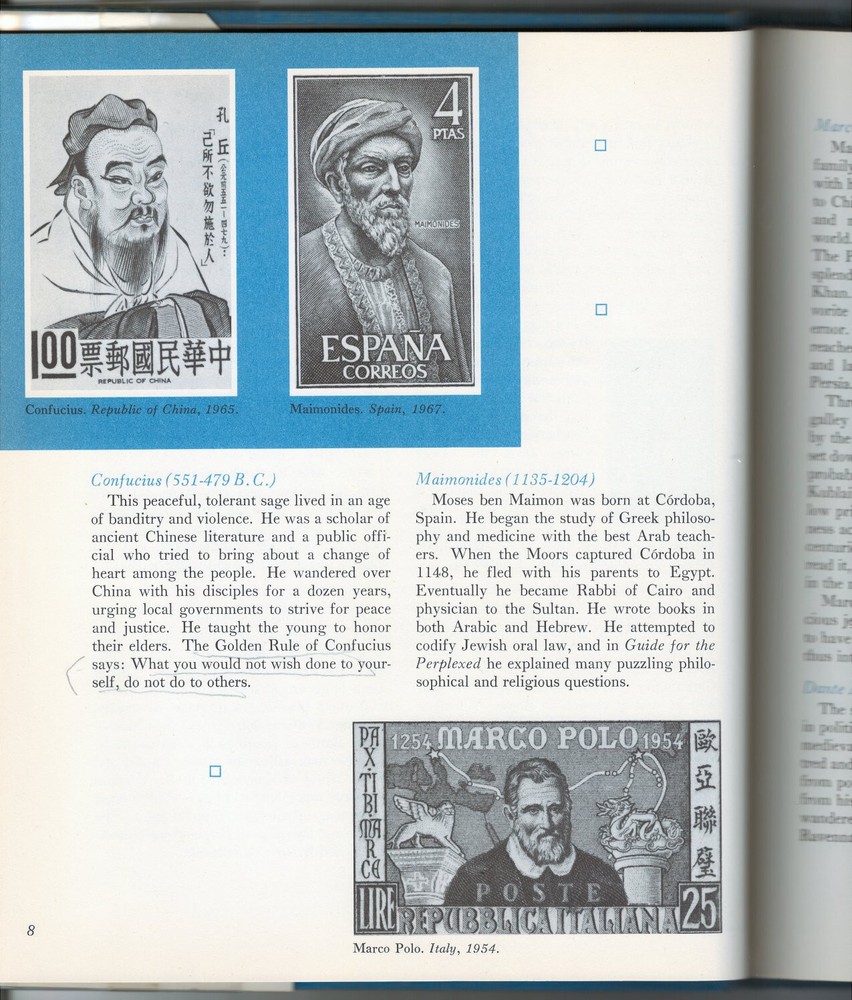 stamp book PORTRAITS OF GREATNESS Learning Through Stamps Elizabeth Gemming 1969