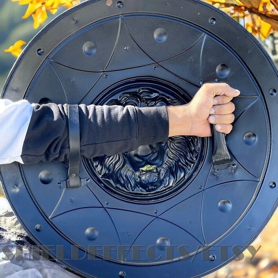 Lion Face Round Shield Medieval Iron Shield Knight Armor Shield Solid Steel Size