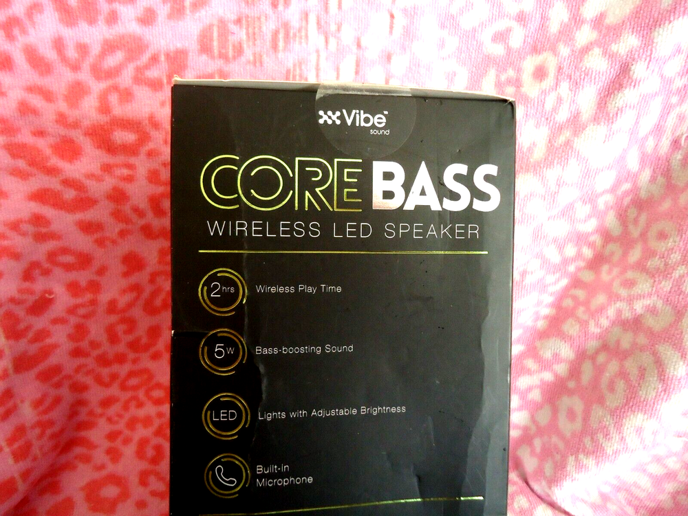 VIBE CORE BASS LED WIRELESS 5W RECHARGEABLE SPEAKER W BLUETOOTH & MIC EUC