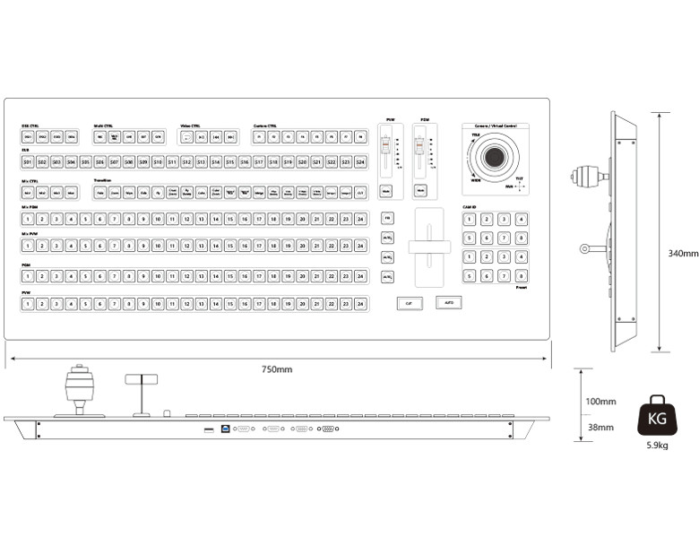 TYST VMIX Broadcast Switcher Panel 4M/E Advanced Panel Wipe Slow Motion Playback