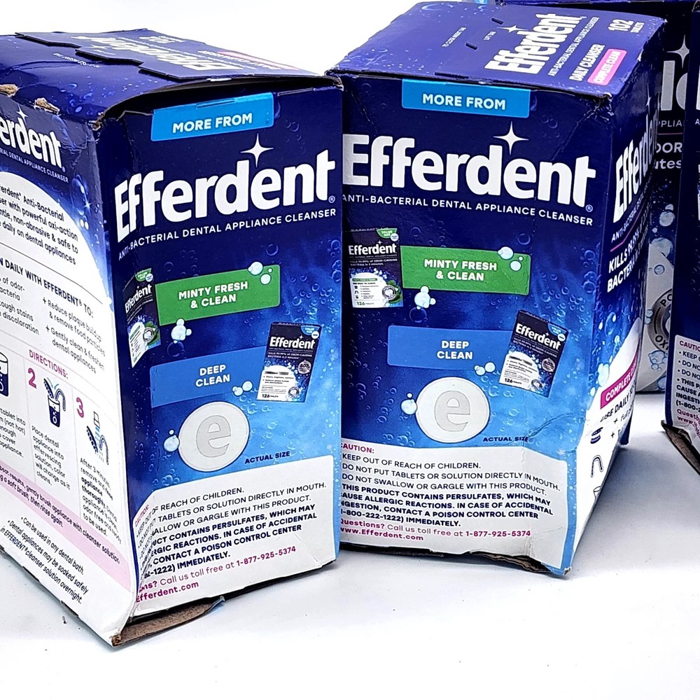 5 Pack Efferdent Complete Clean Denture Cleanser 102 Ct Damaged Boxes
