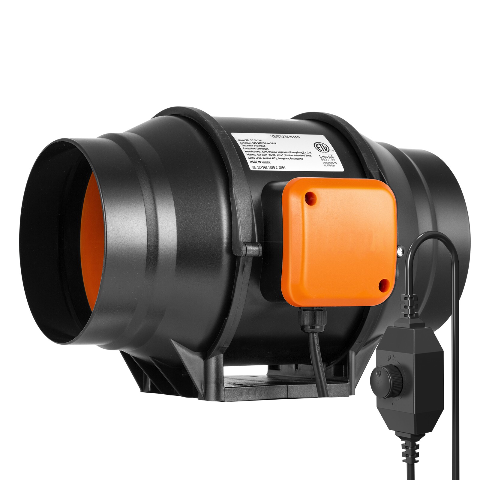 Uimoso 6" Inline Duct Fan HVAC Exhaust Blower Kit AC Variable Speed Control