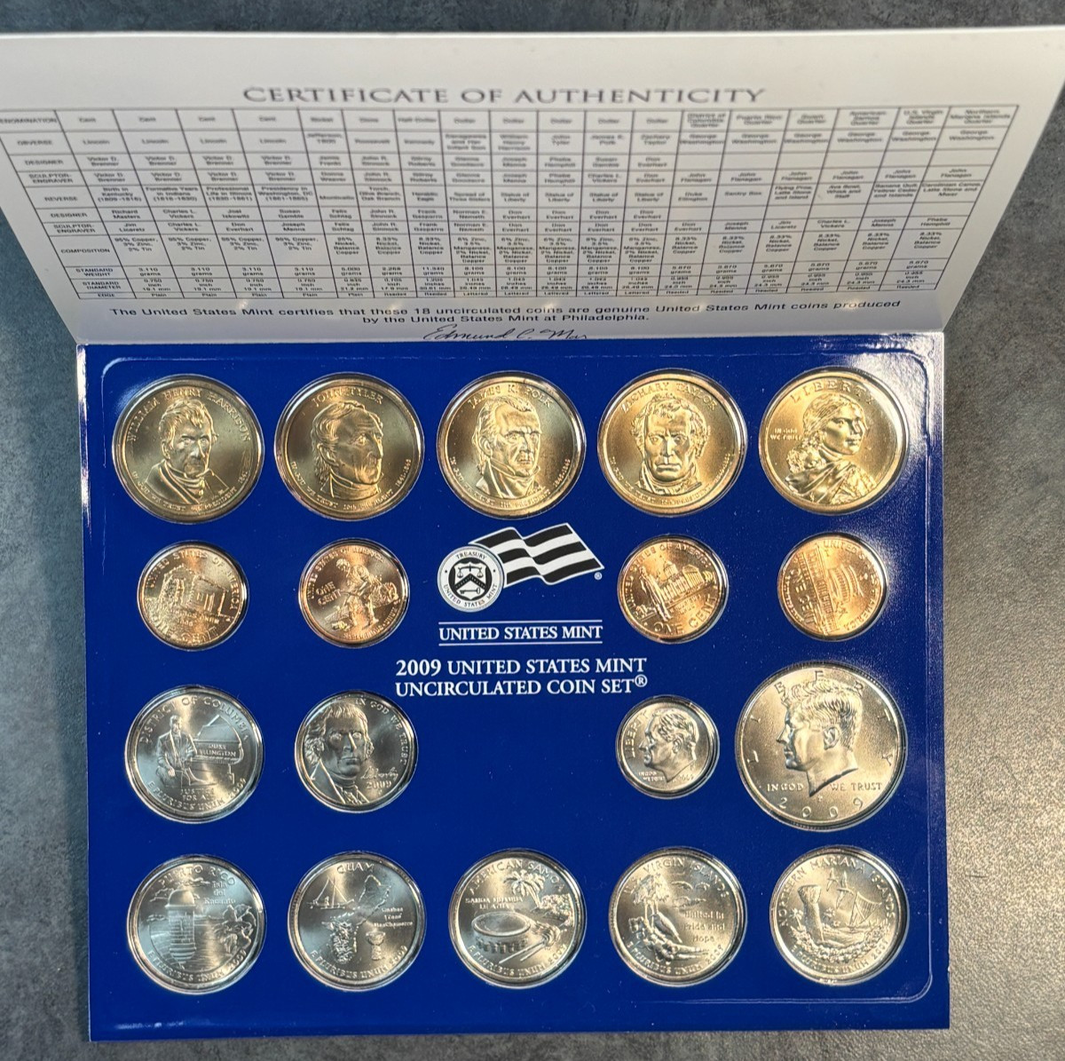 2009 P & D US Mint Complete Uncirculated Set 36 Coins w/ COA