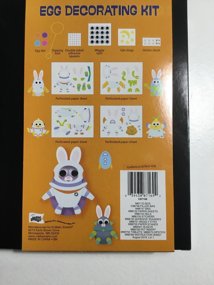 Mello Smello Space Bunny Egg Decorating Kit Includes Stand / Background & Gels