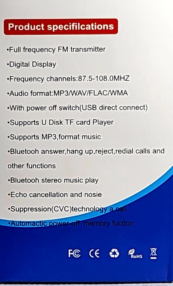 bluetooth CAR M P3 PLAYER fm transmitter BEST QUALITY FAST CHARGING USB MUSIC