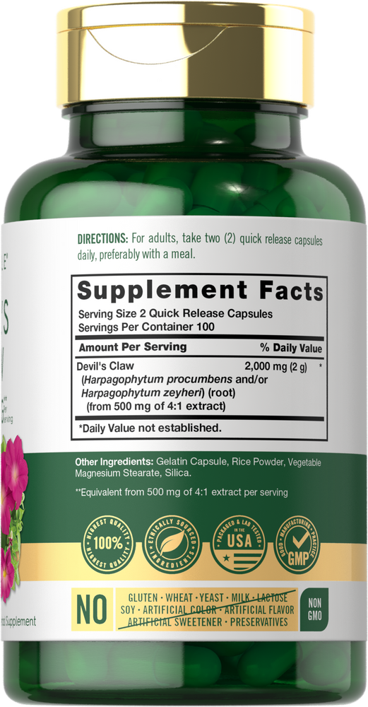 Devils Claw 2000mg | 200 Capsules | Concentrated Root Extract | by Carlyle