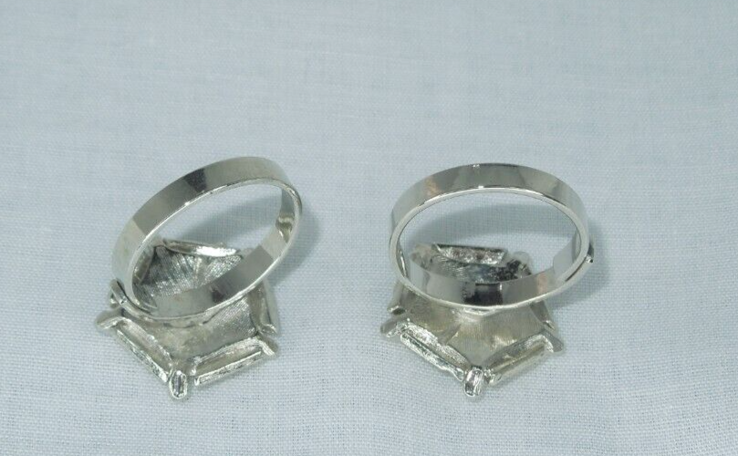 2 Ring Blanks Settings Adjustable silver Plated Brass NEW Sand Dollar 85V