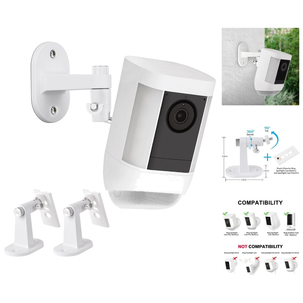Efficient Camera Wall Mount for Ring Systems - 360° Angle, Indoor & Outdoor Use