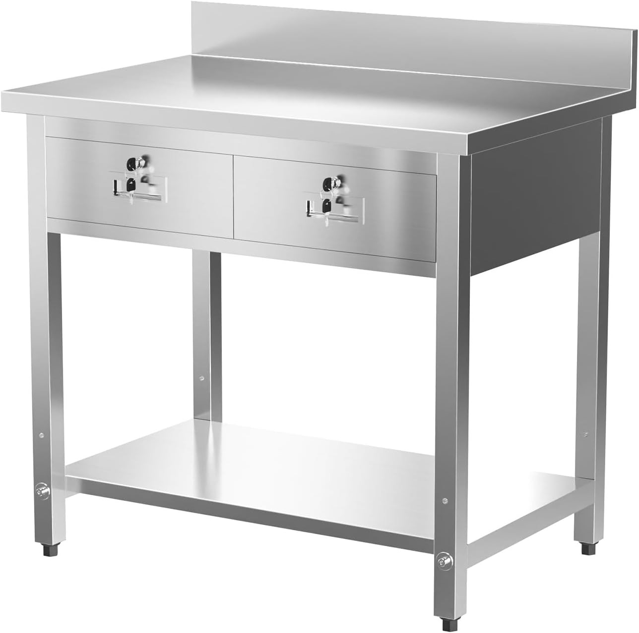 36 x 24" Stainless Steel Table with 2 Drawers Heavy Duty Metal Prep & Work Table